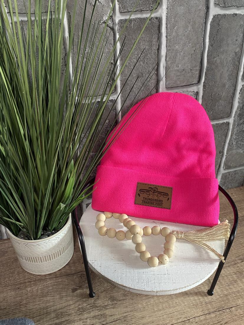 Thunderbird Leather Patch Beanie
