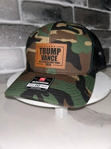 Trump/ Vance Leather Patch Hat