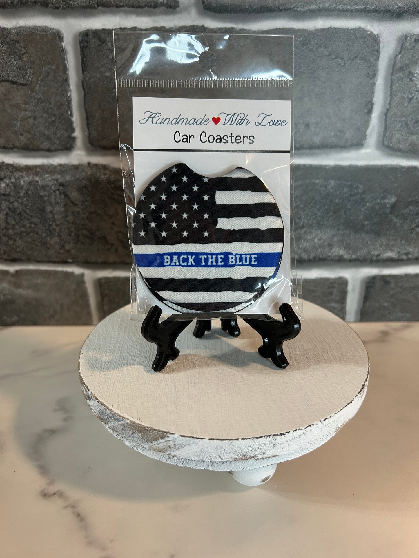 Car Coaster Back The Blue