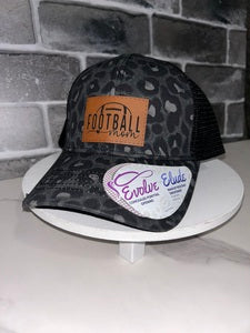 Football Mom Ponytail Leather Patch Hat