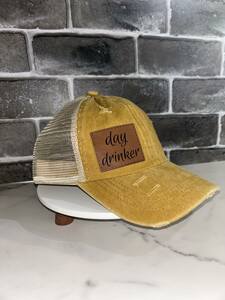 Day Drinker Ponytail Leather Patch Hat