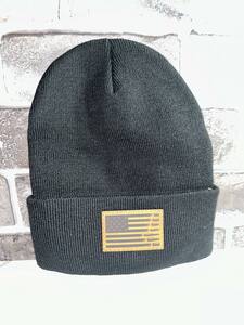 Flag with Bullets Leather Patch Beanie