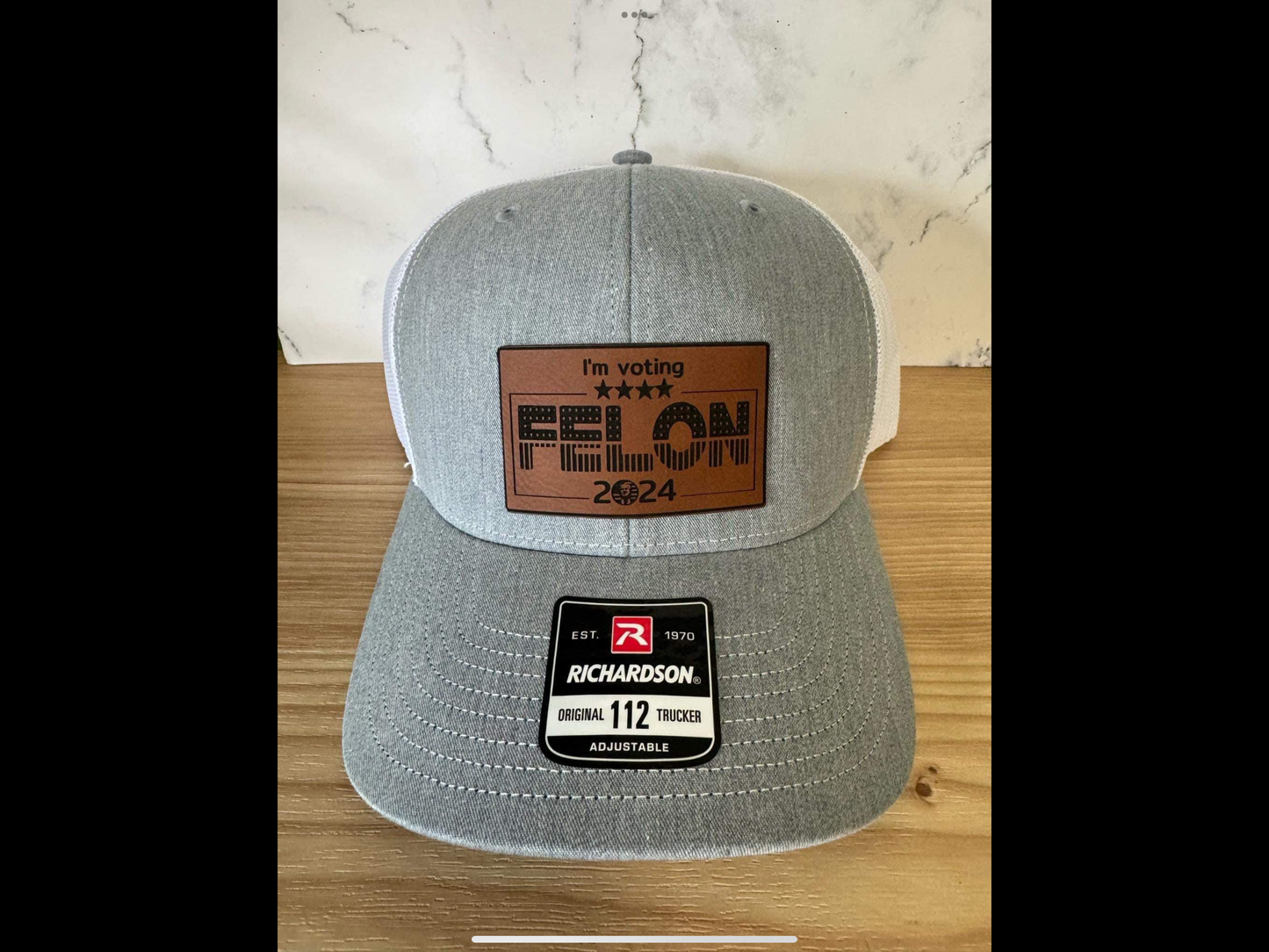 I'm Voting FELON 2024 Leather Patch Hat