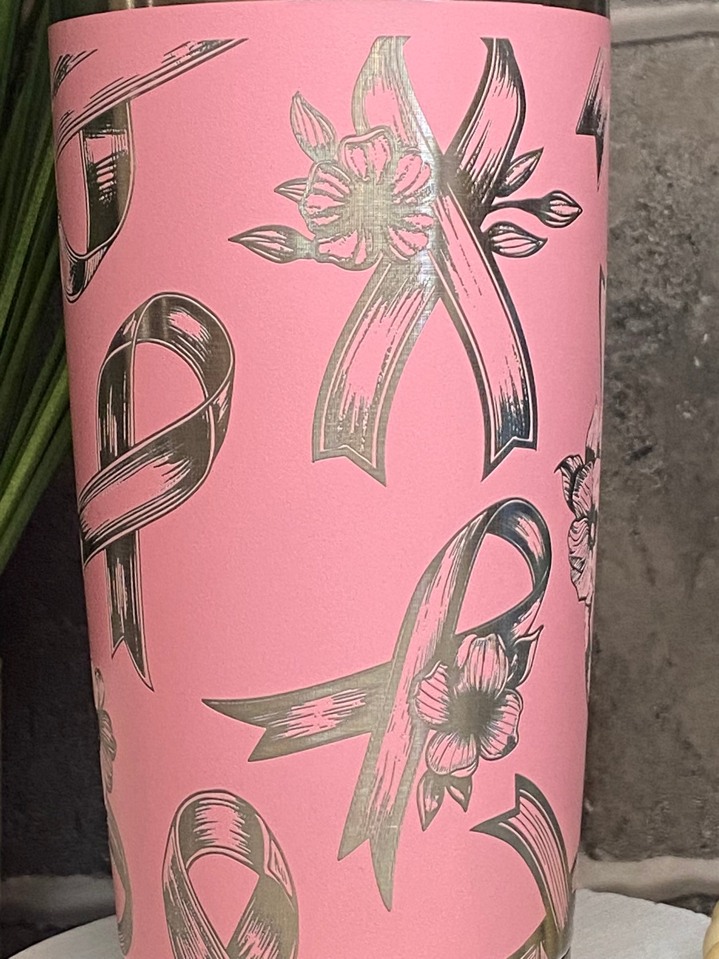 20 oz Etched Breast Cancer Tumbler