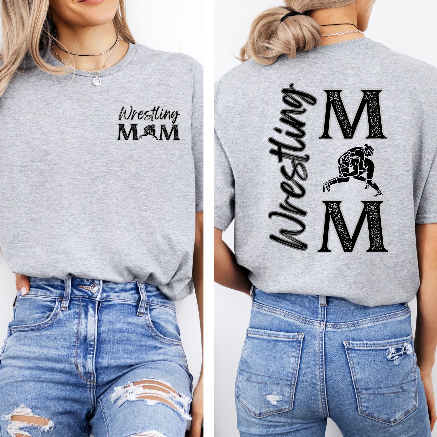 WRESTLING MOM GRAY HOODIE, LONG OR SHORT SLEEVE T-SHIRT