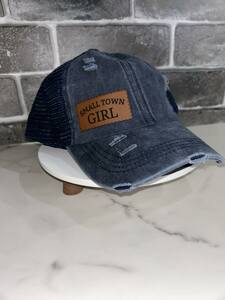 Small Town Girl Ponytail Leather Patch Hat