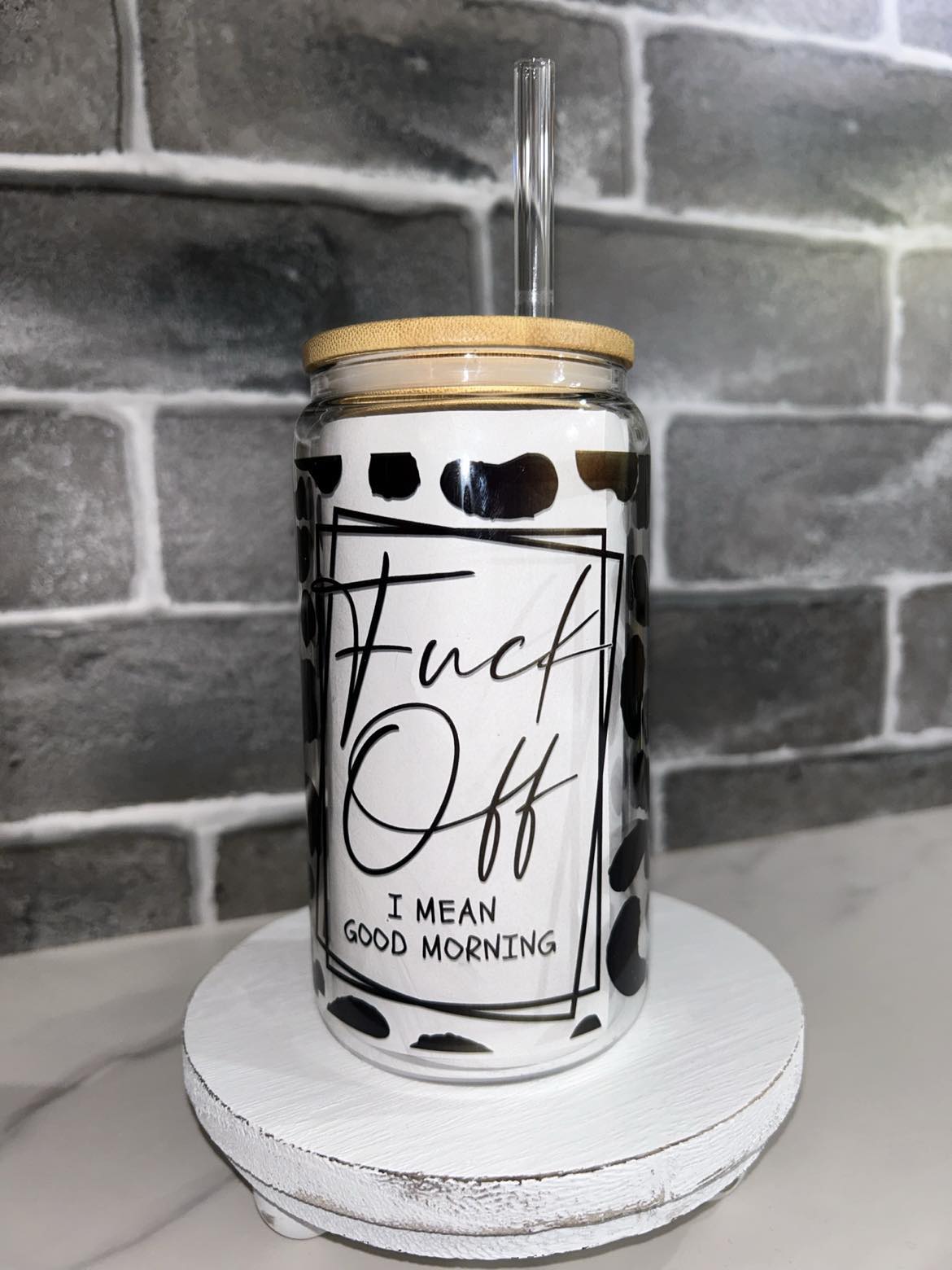 16 oz Fuck Off I Mean Good Morning Glass Tumbler