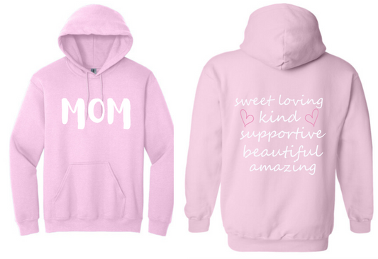 MOM Pink Long Sleeved Hooded Sweatshirt