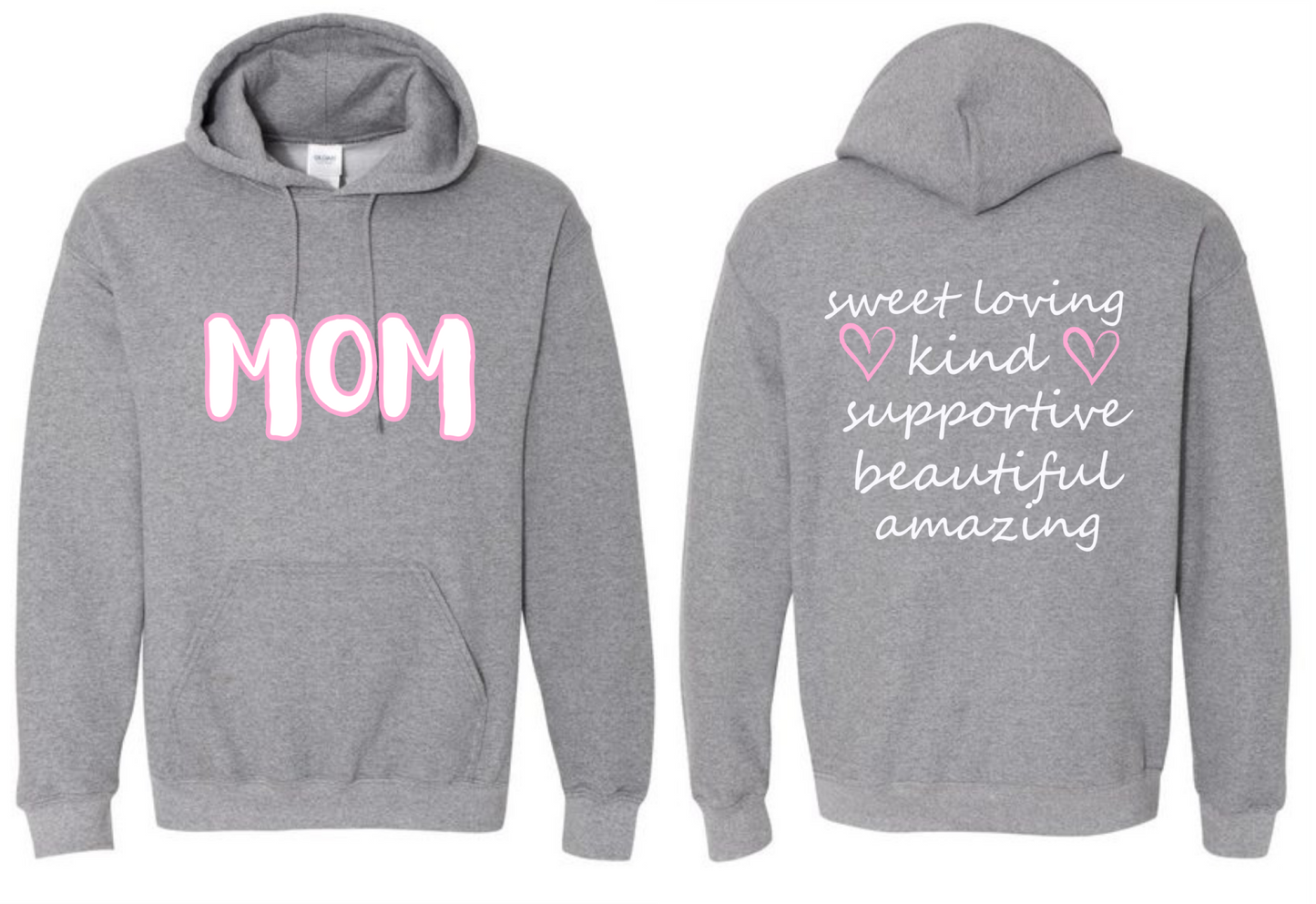 MOM Gray Long Sleeve Hooded Sweatshirt