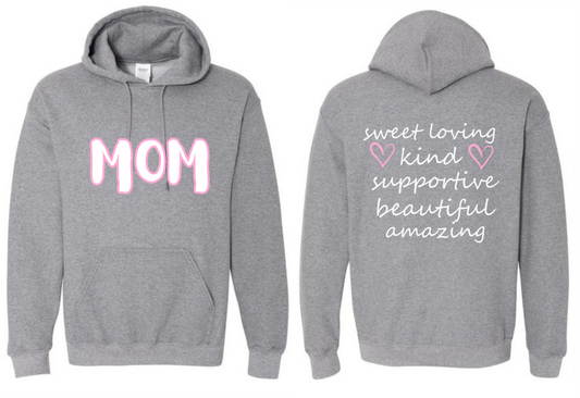 MOM Gray Long Sleeve Hooded Sweatshirt