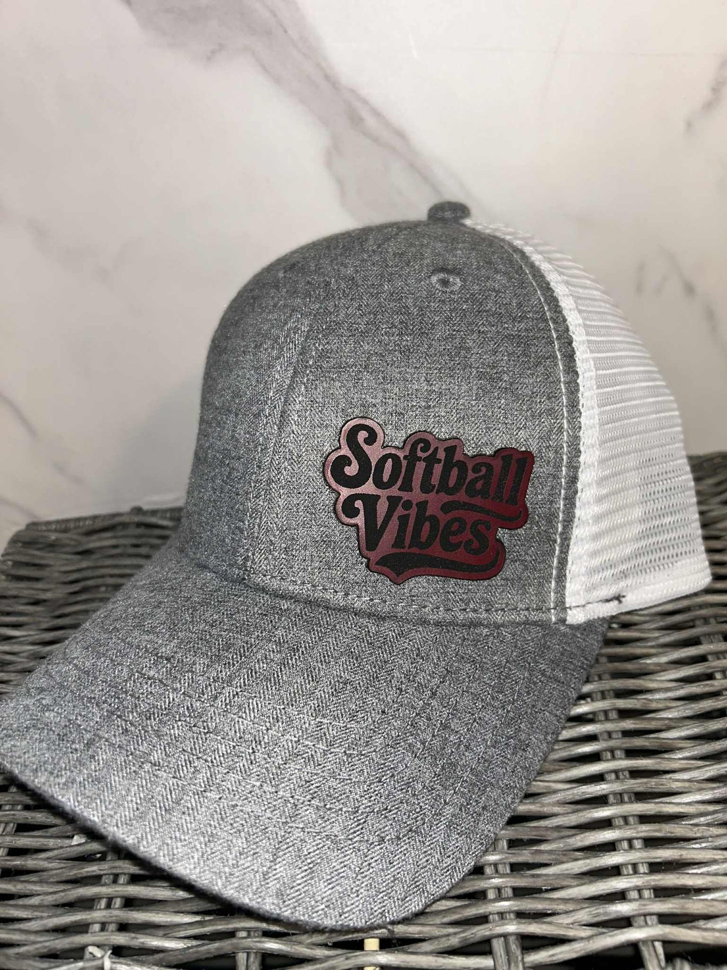 Gray/White Adjustable Ponytail Hat