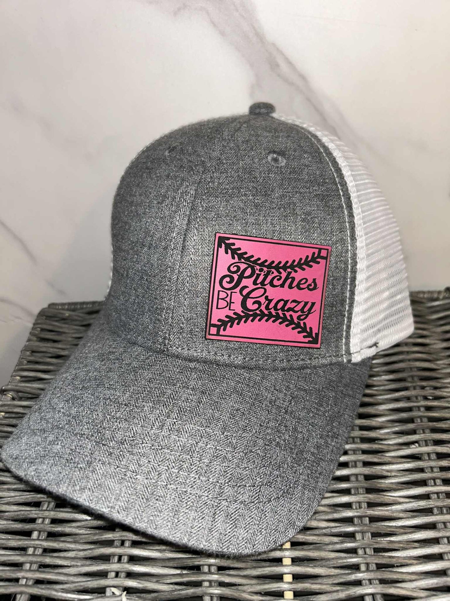 Gray/White Adjustable Ponytail Hat