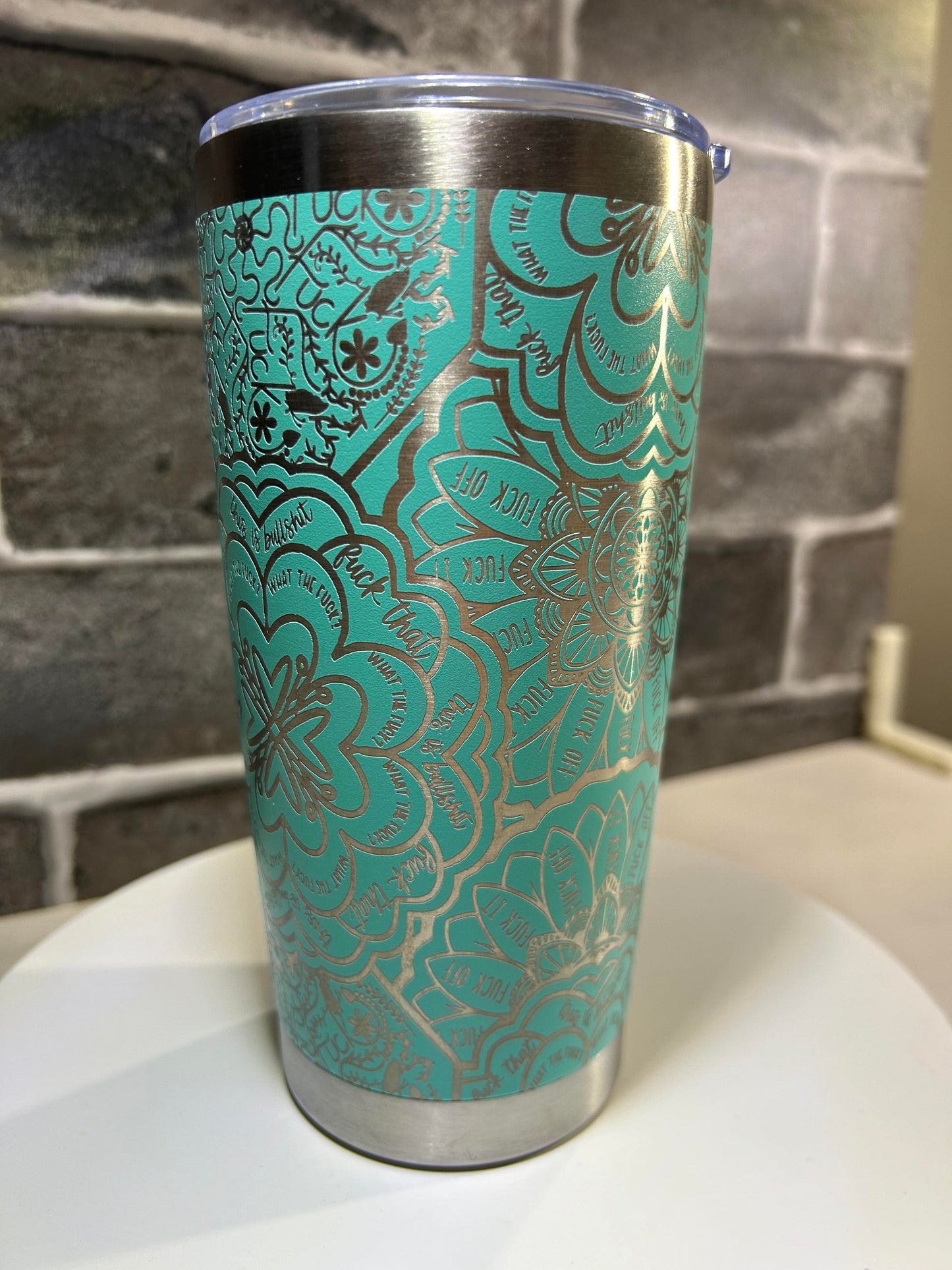 20 oz Cuss Mandala Etched Tumbler