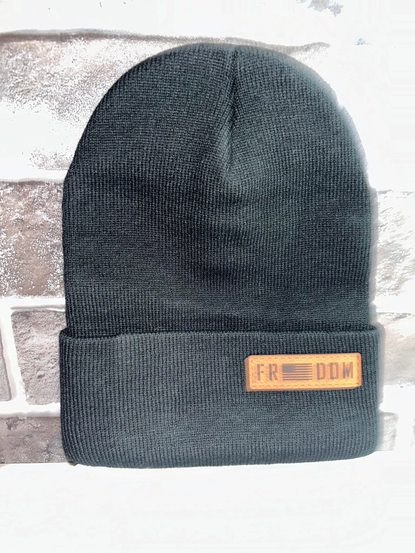 Freedom Leather Patch Beanie