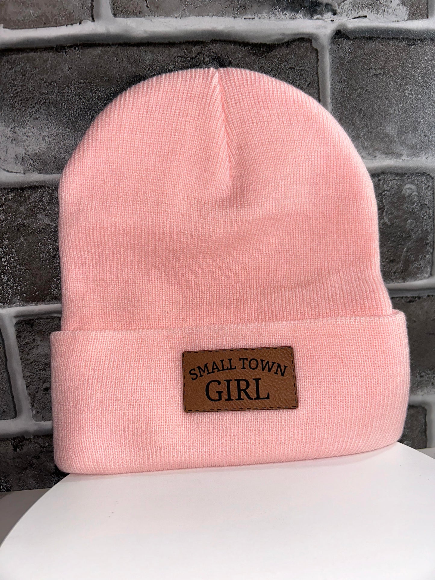 Small Town Girl Leather Patch Beanie