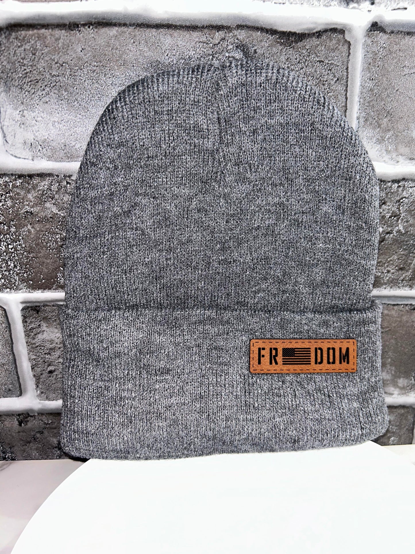 Freedom Leather Patch Beanie