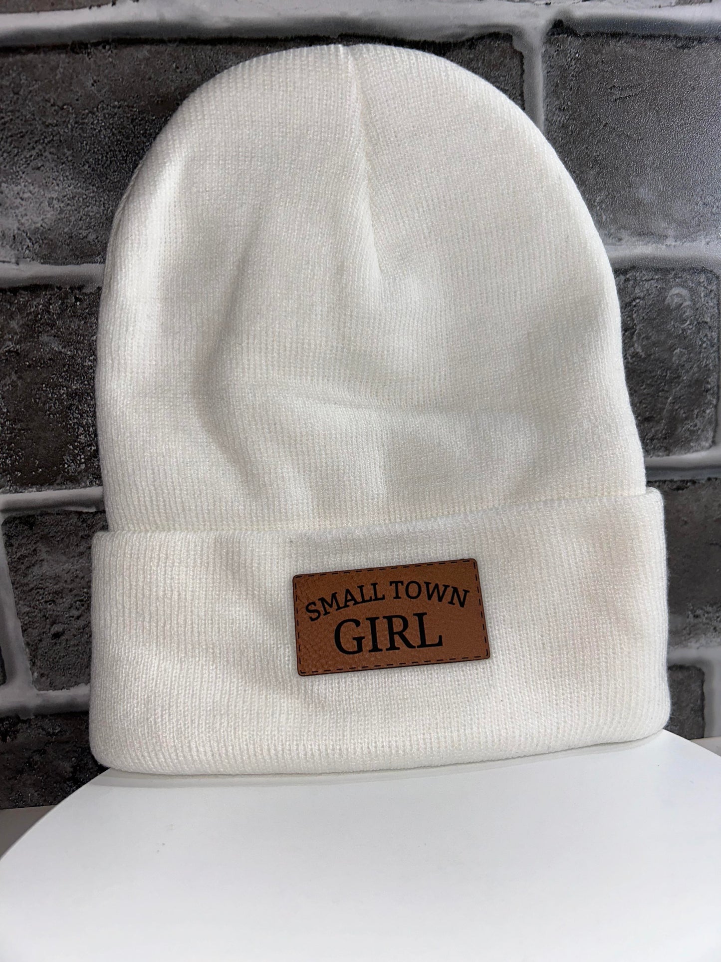 Small Town Girl Leather Patch Beanie