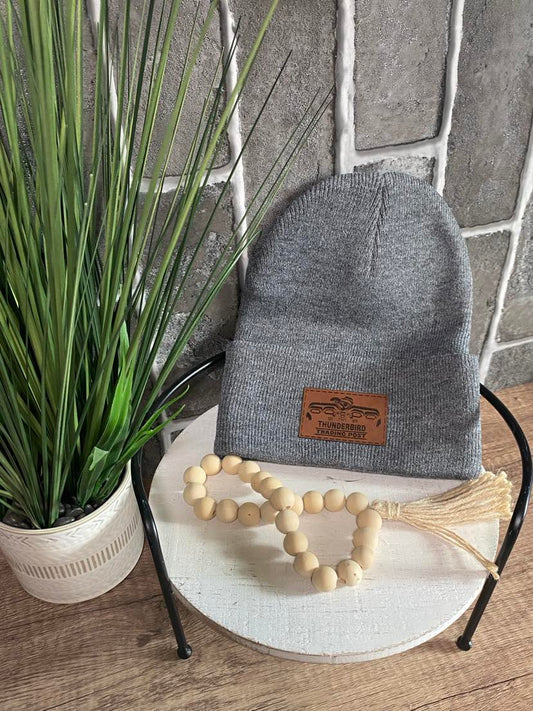 Thunderbird Leather Patch Beanie