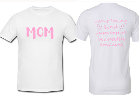 MOM White and Pink T-Shirt