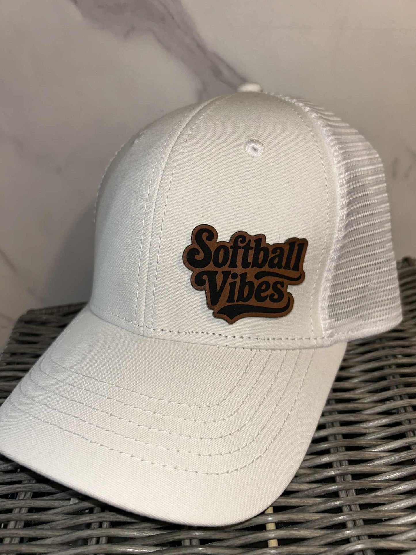 White Adjustable Ponytail Hat