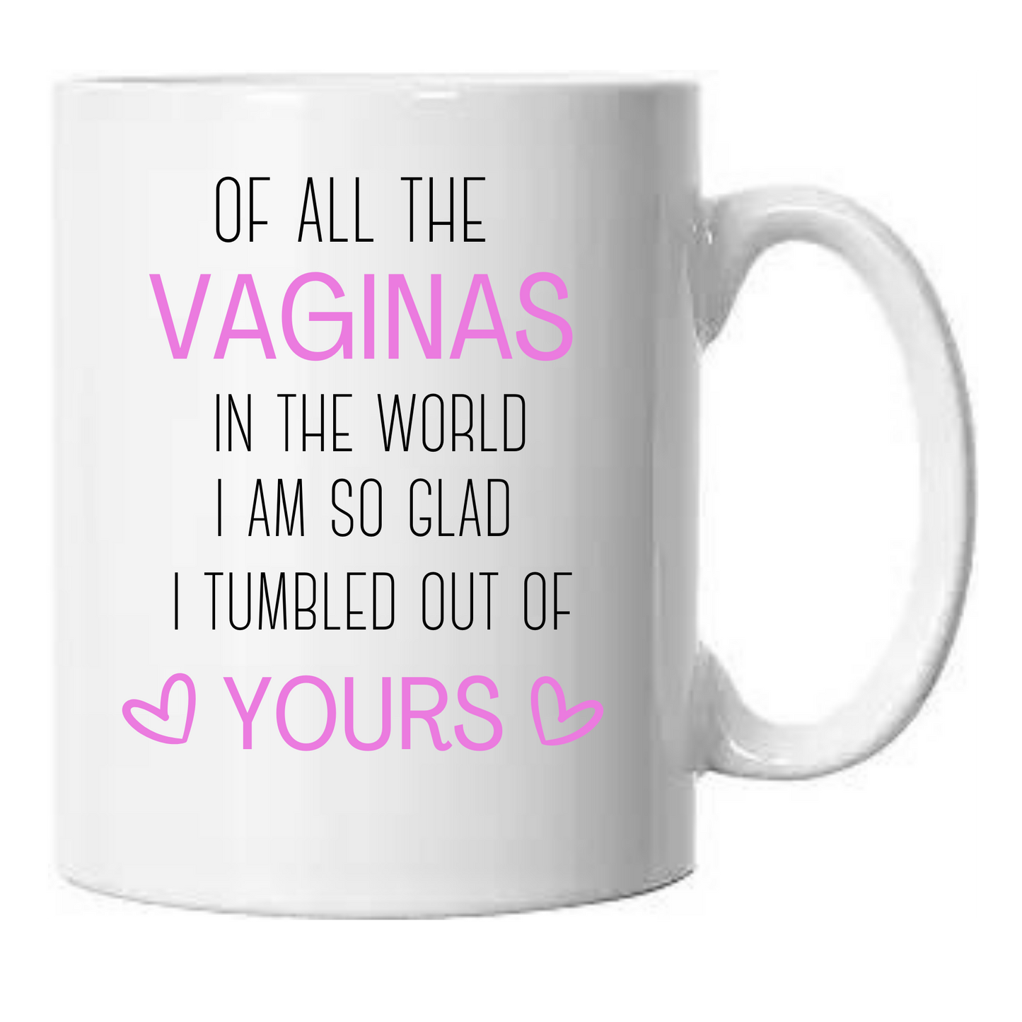 15 oz Of All The Vaginas In The World I Am Glad I Tumbled Out Of Yours Ceramic Mug