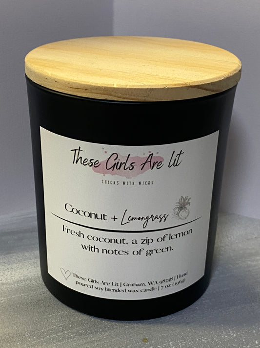 8oz Glass Coconut Lemongrass Candle