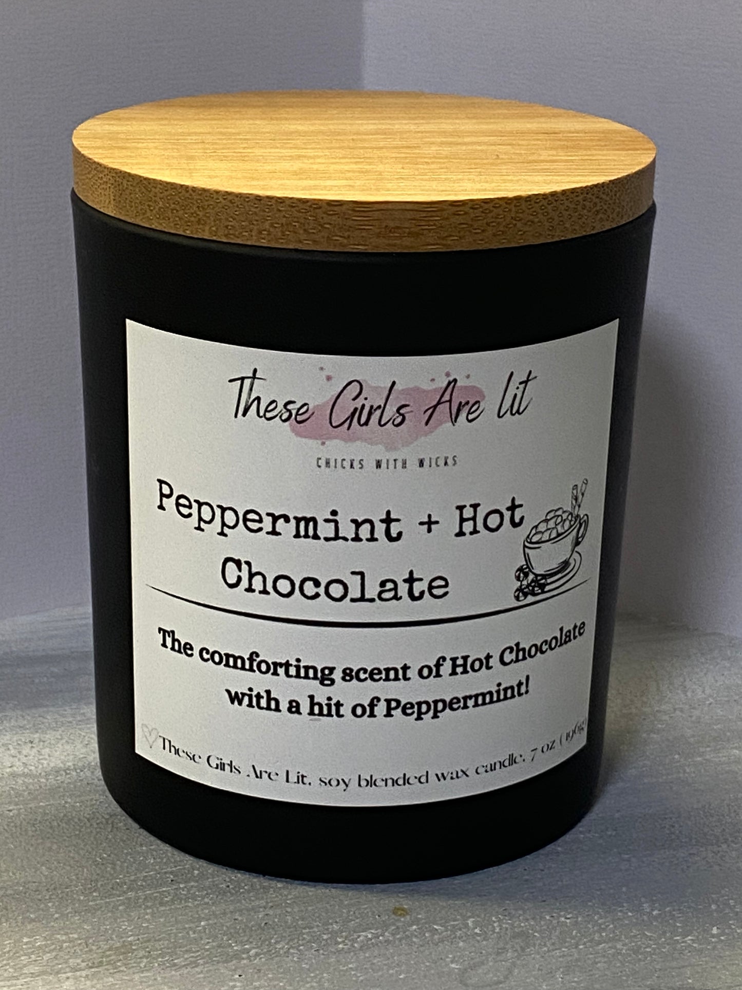 8 oz Glass Peppermint + Hot Chocolate Candle