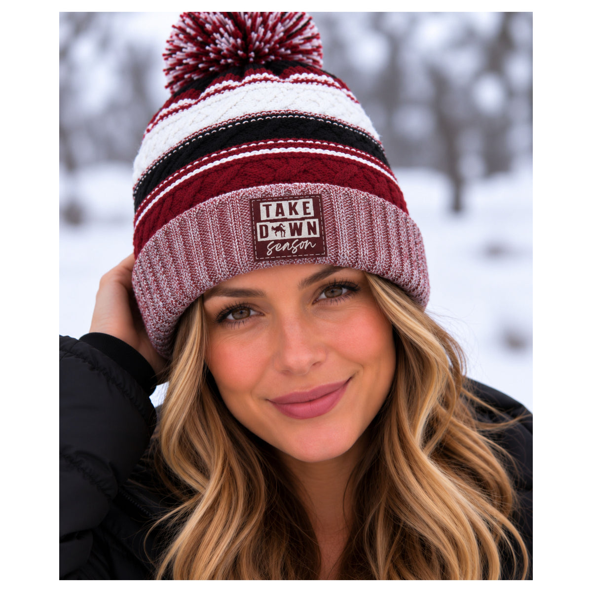 Bison Wrestling Pom Beanie