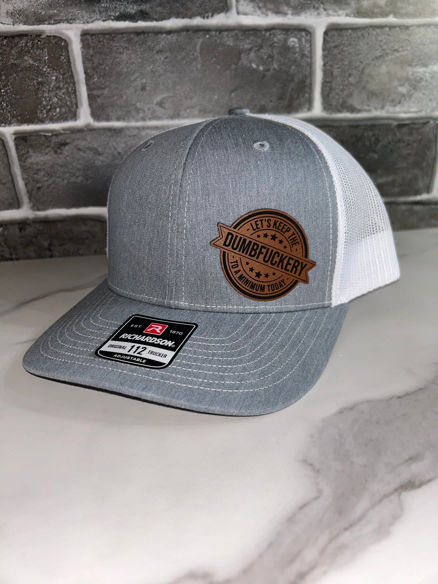 Dumbfuckery Grey/White Patch Hat