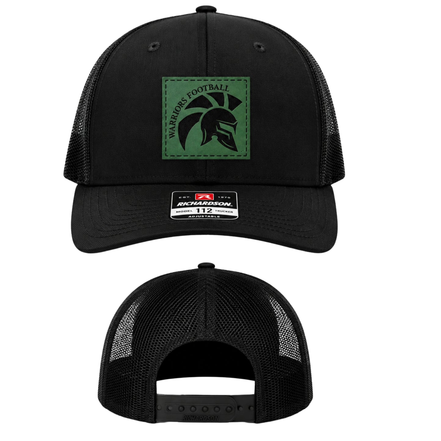 WARRIORS ADJUSTABLE LEATHER PATCH TRUCKER HATS