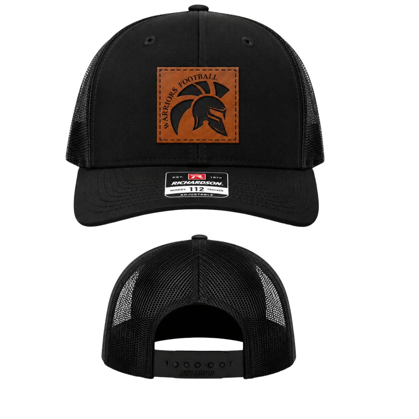 WARRIORS ADJUSTABLE LEATHER PATCH TRUCKER HATS