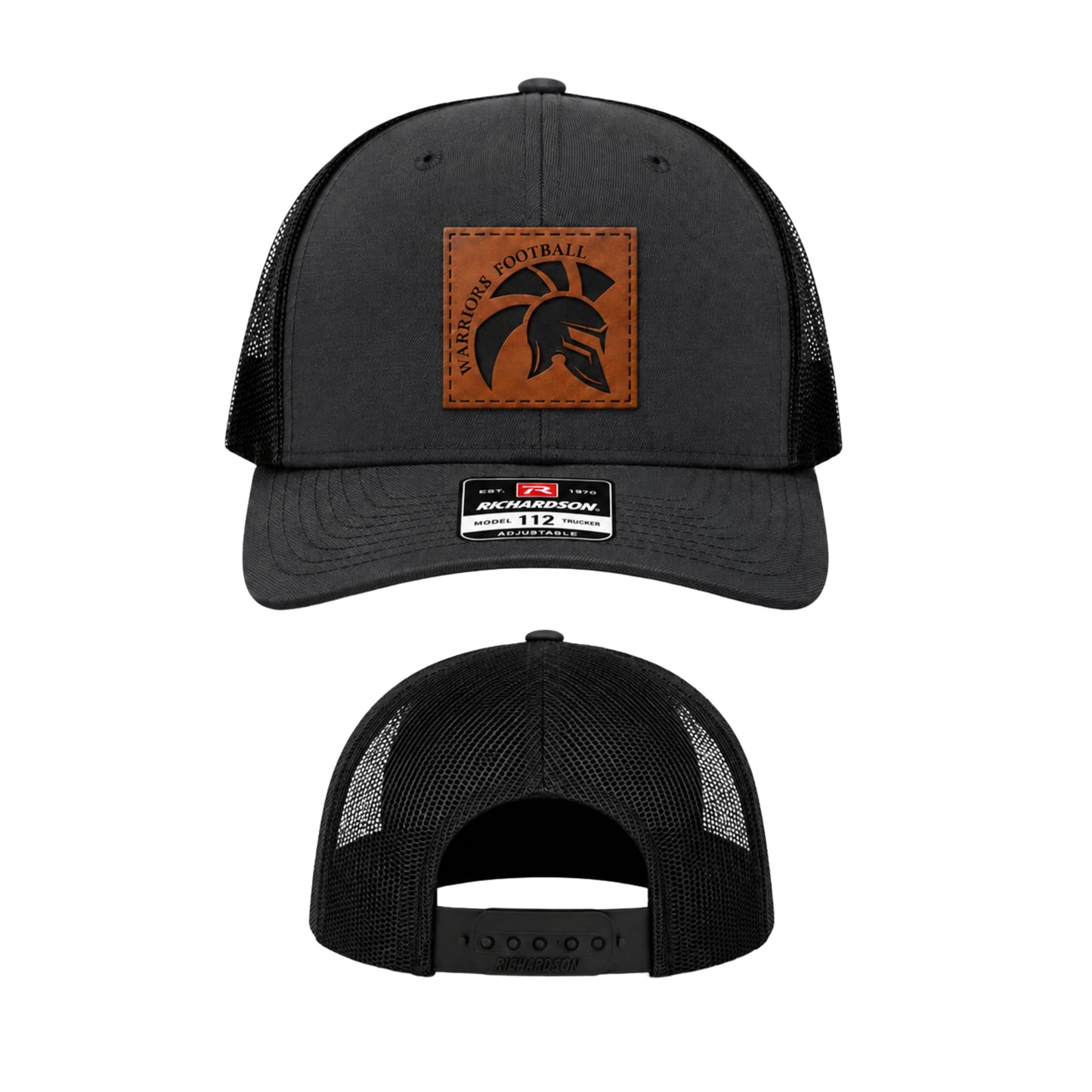 WARRIORS ADJUSTABLE LEATHER PATCH TRUCKER HATS