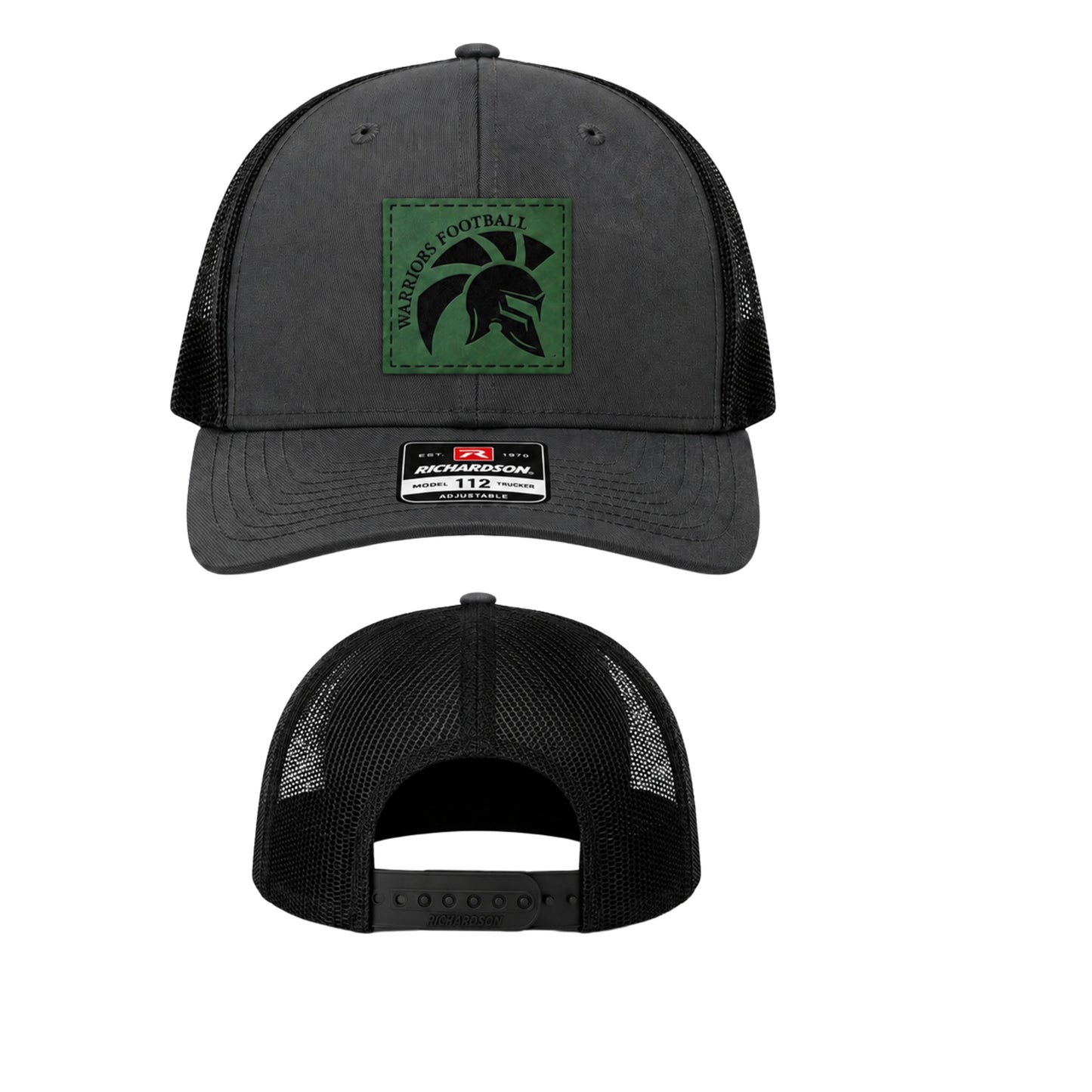 WARRIORS ADJUSTABLE LEATHER PATCH TRUCKER HATS