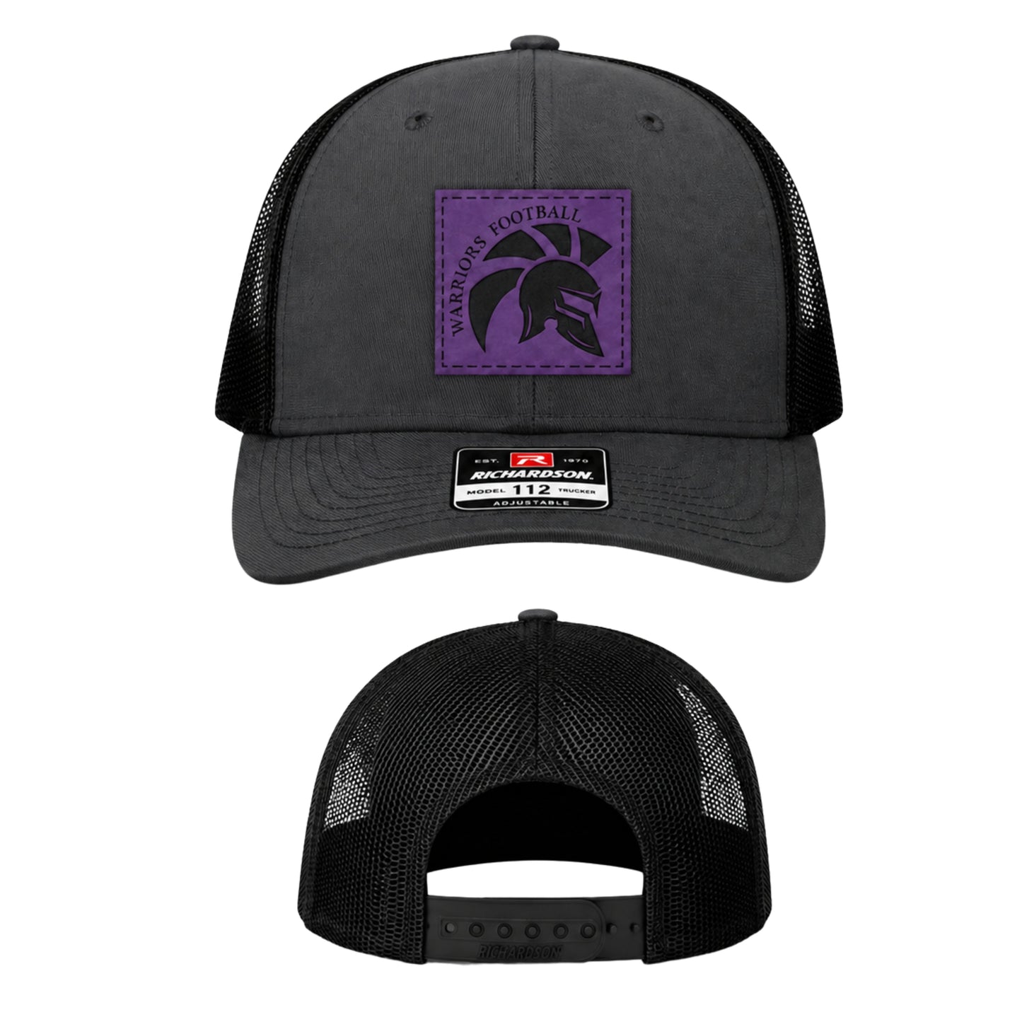 WARRIORS ADJUSTABLE LEATHER PATCH TRUCKER HATS