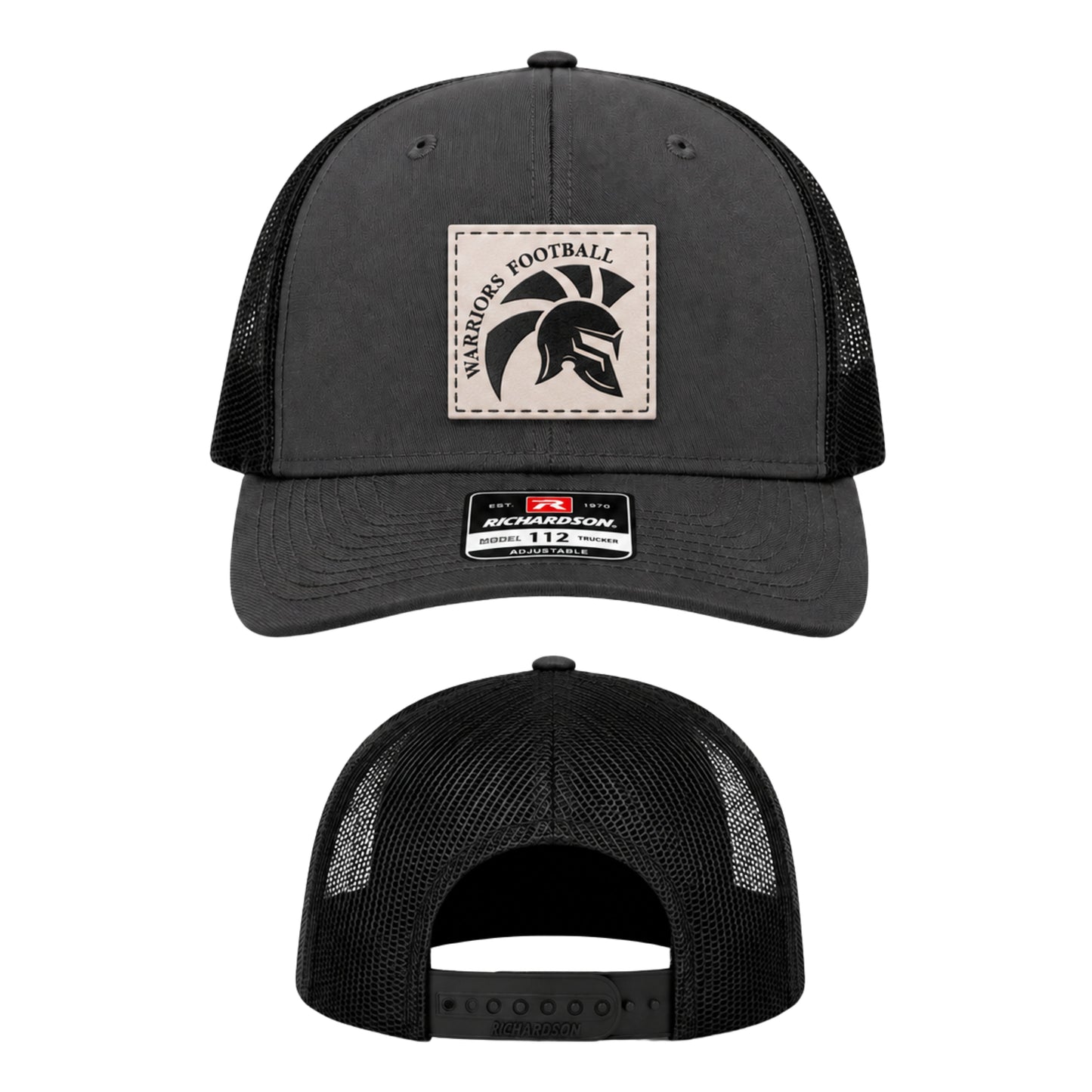 WARRIORS ADJUSTABLE LEATHER PATCH TRUCKER HATS