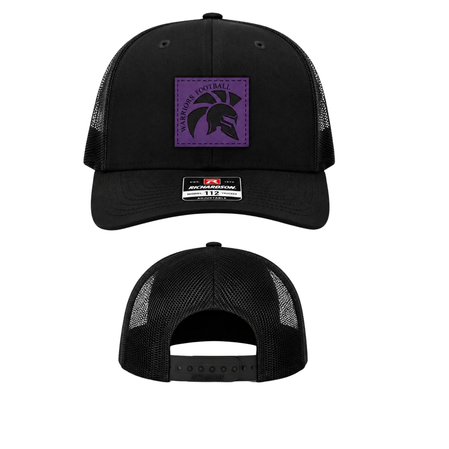 WARRIORS ADJUSTABLE LEATHER PATCH TRUCKER HATS