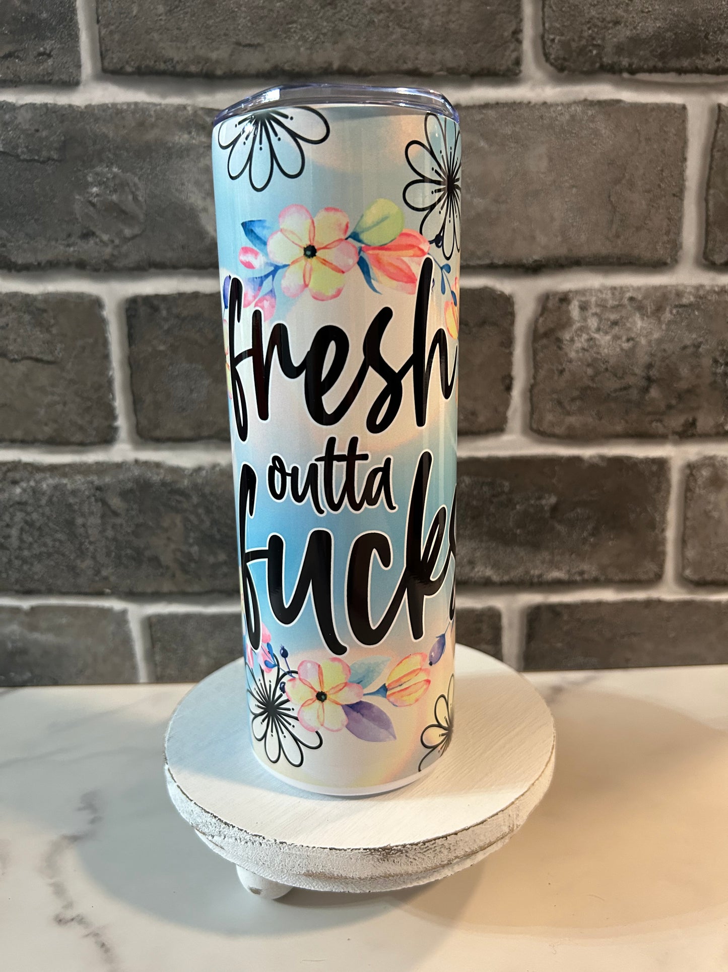 20oz Tumbler Fresh Out Of Fucks All Floral