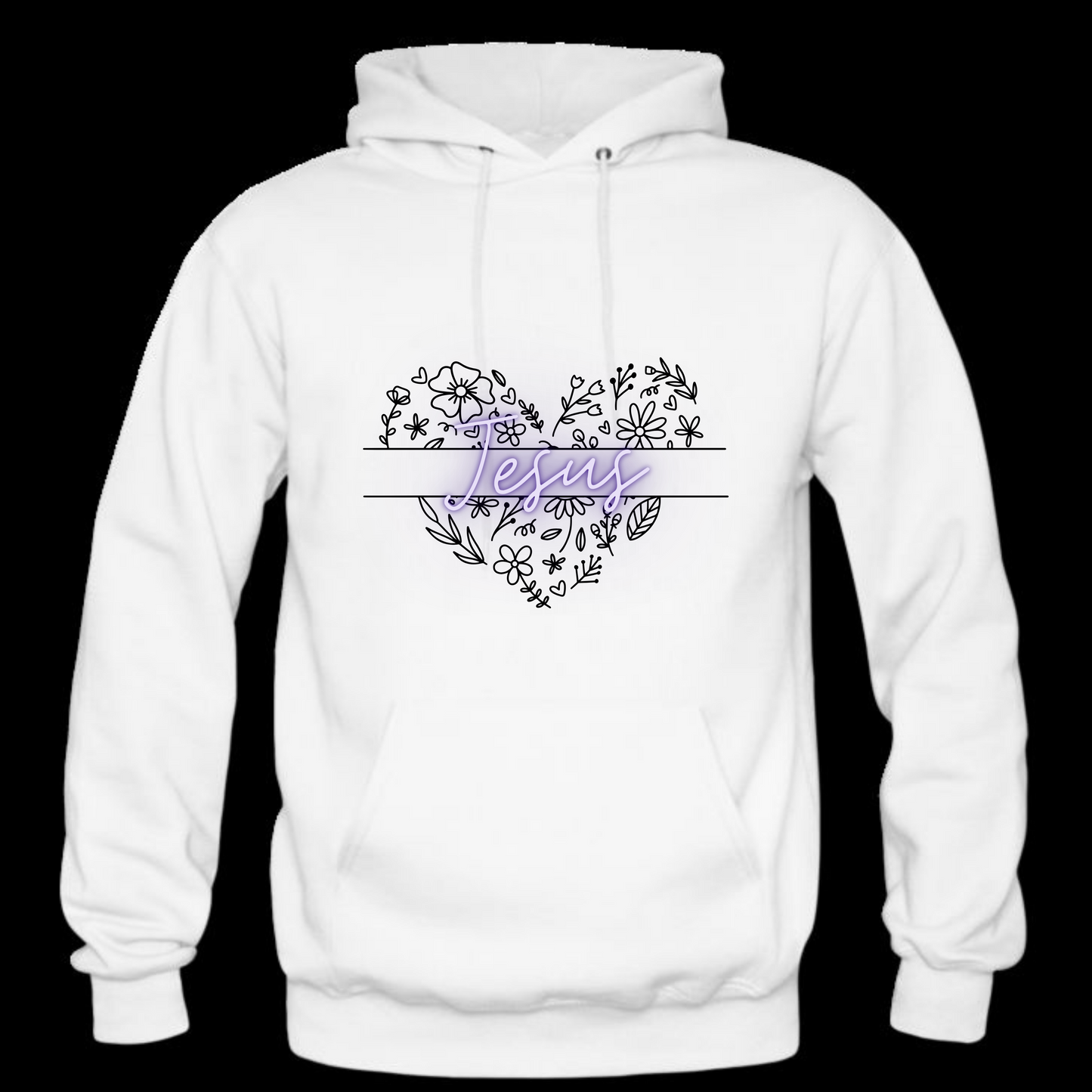 Jesus Floral Heart Long Sleeve Hooded Sweatshirt