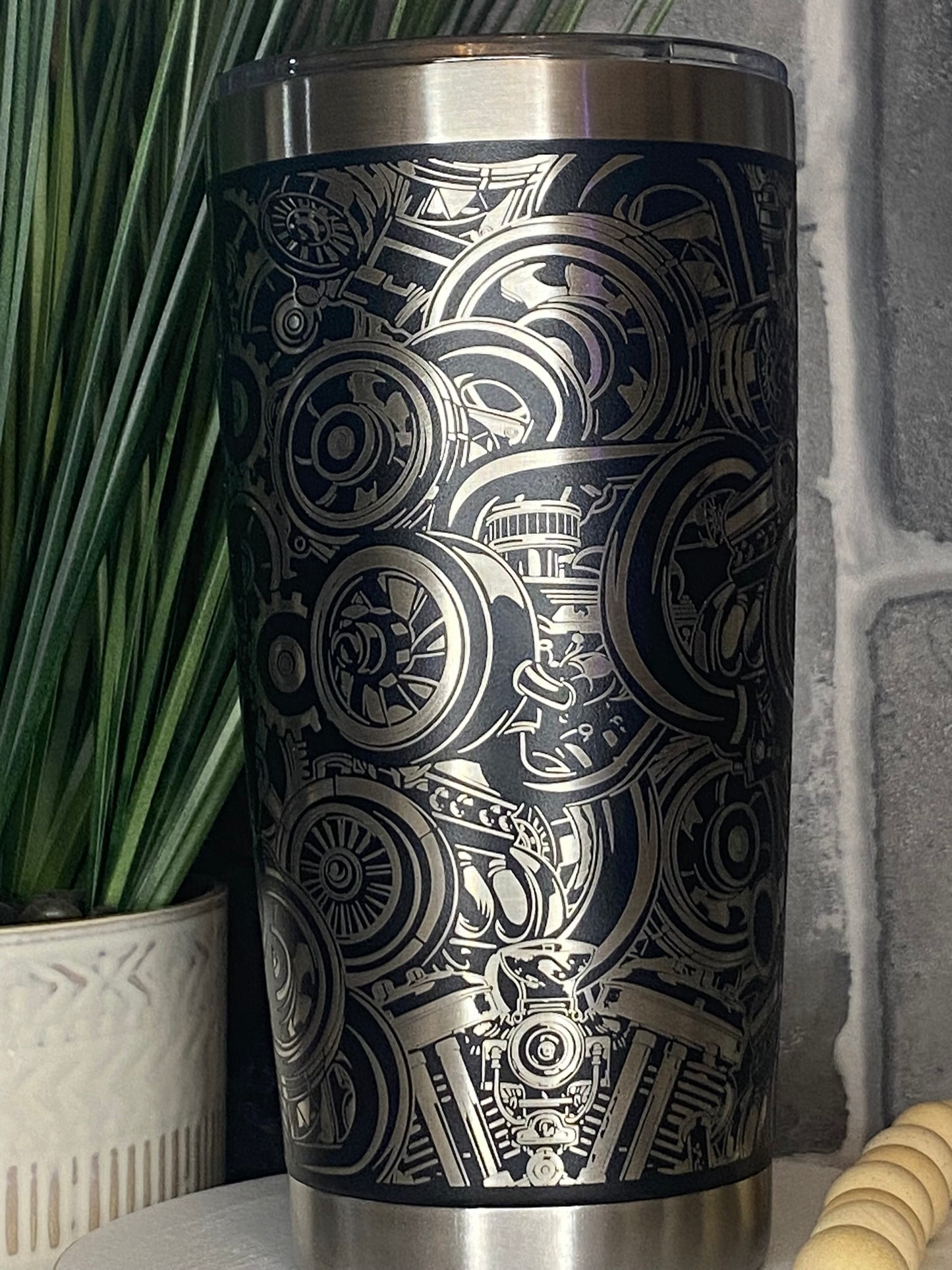 20 oz Etched Gear Head Tumbler