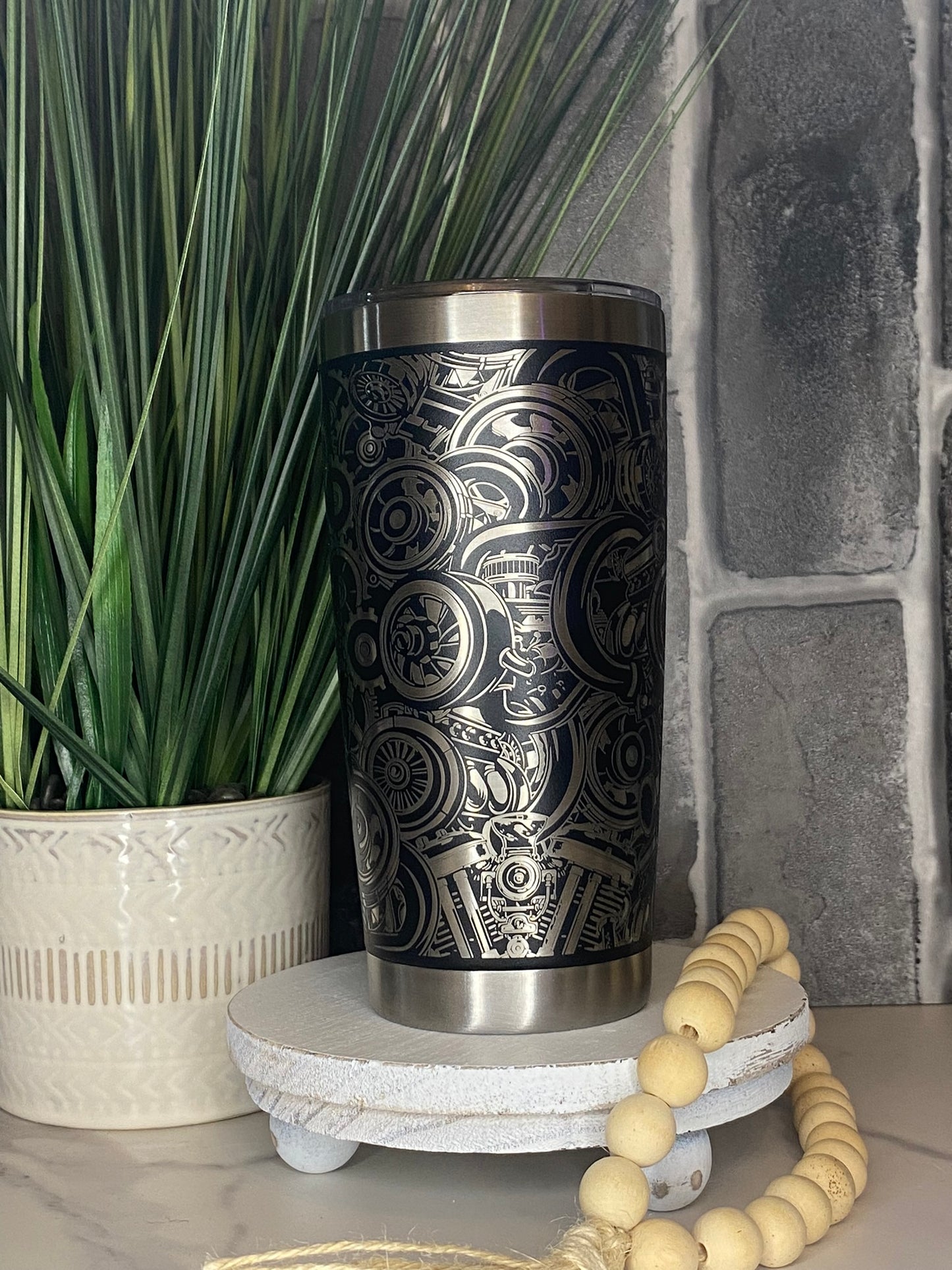 20 oz Etched Gear Head Tumbler