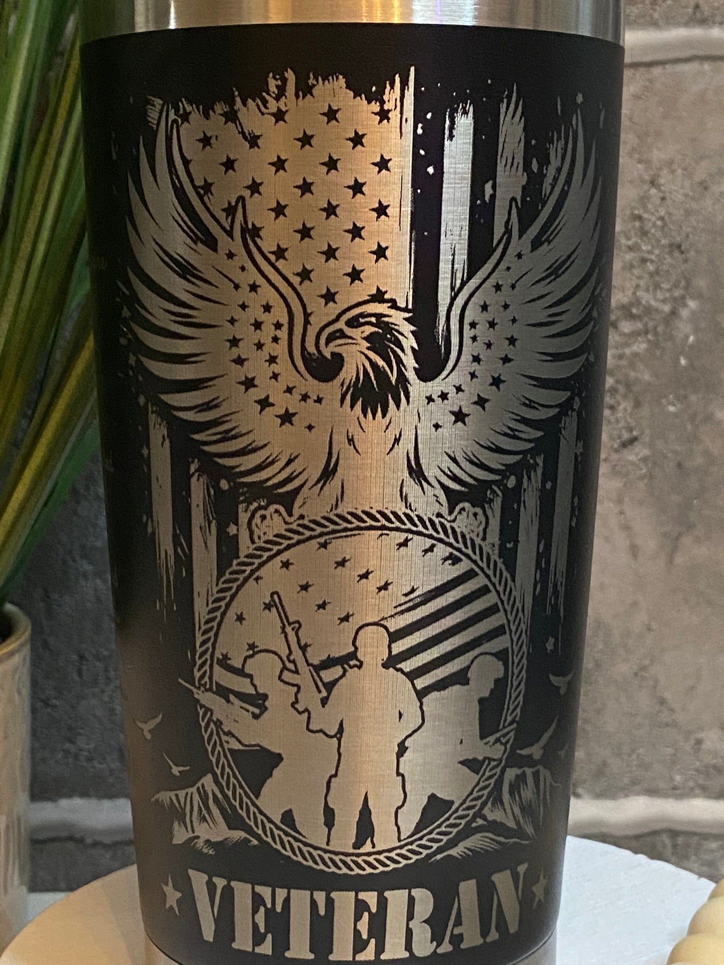 20 oz Etched We The People Veteran Tumbler