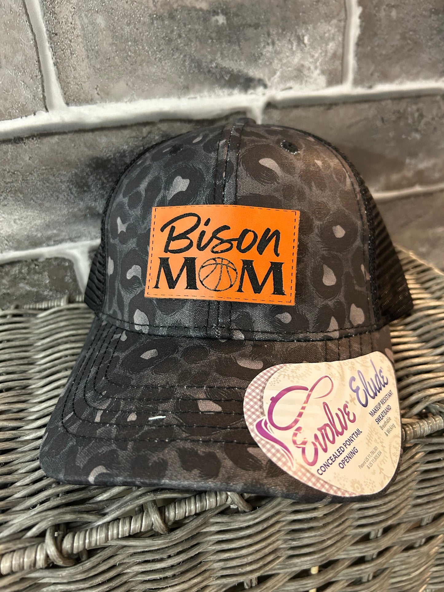 Ponytail Hat- Bison MOM Patch