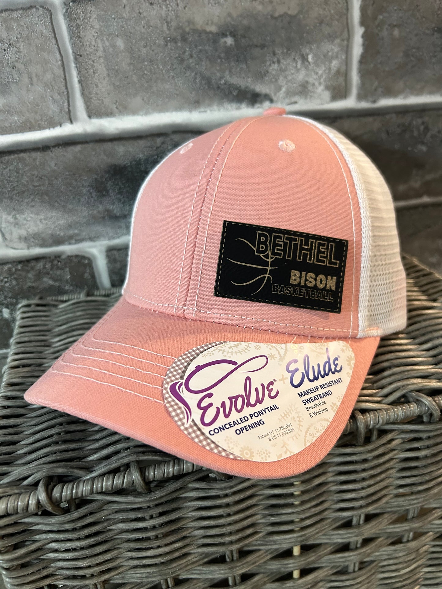 Ponytail Hat -Bethel Gold & Black Patch