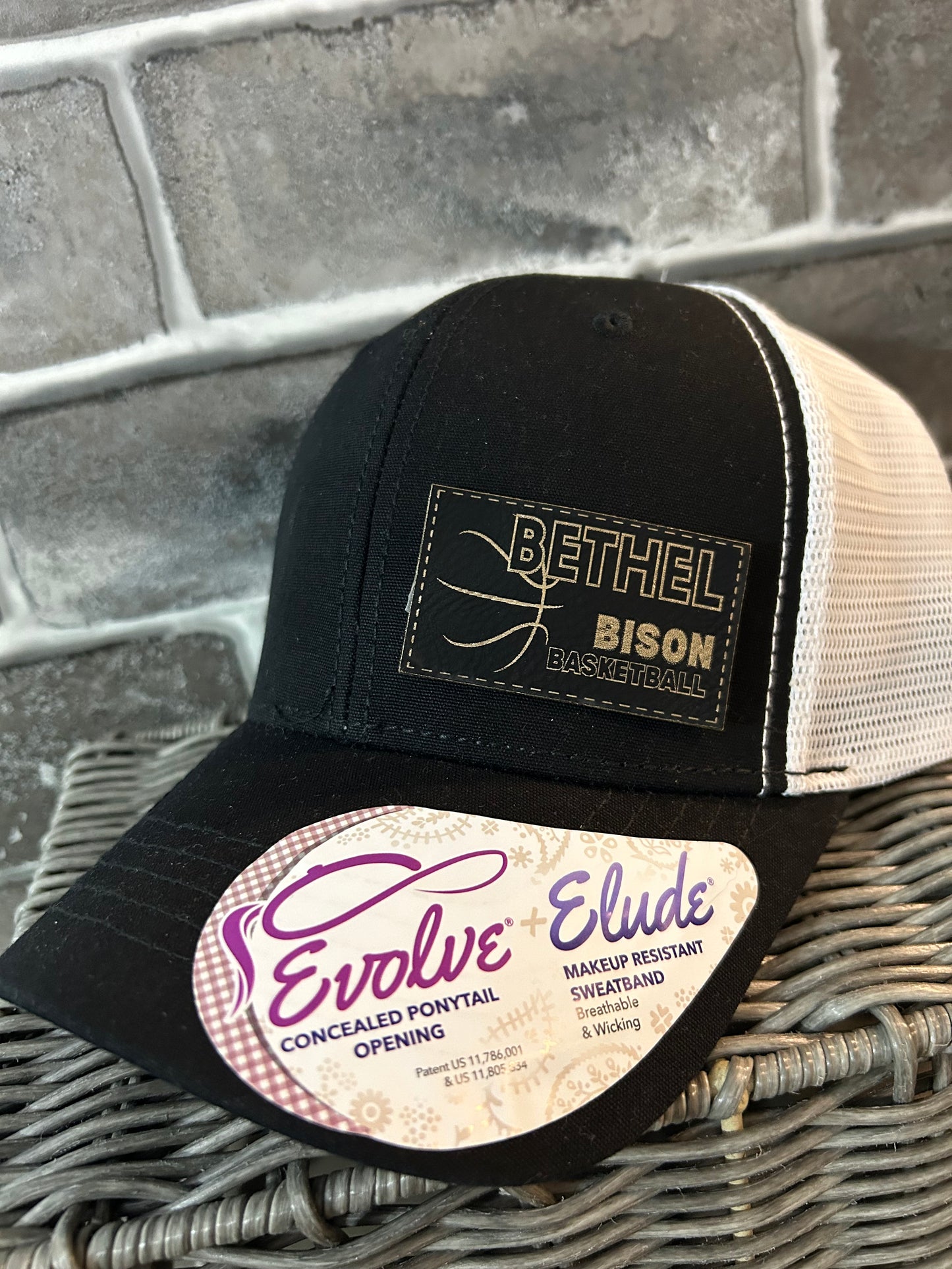 Ponytail Hat -Bethel Gold & Black Patch