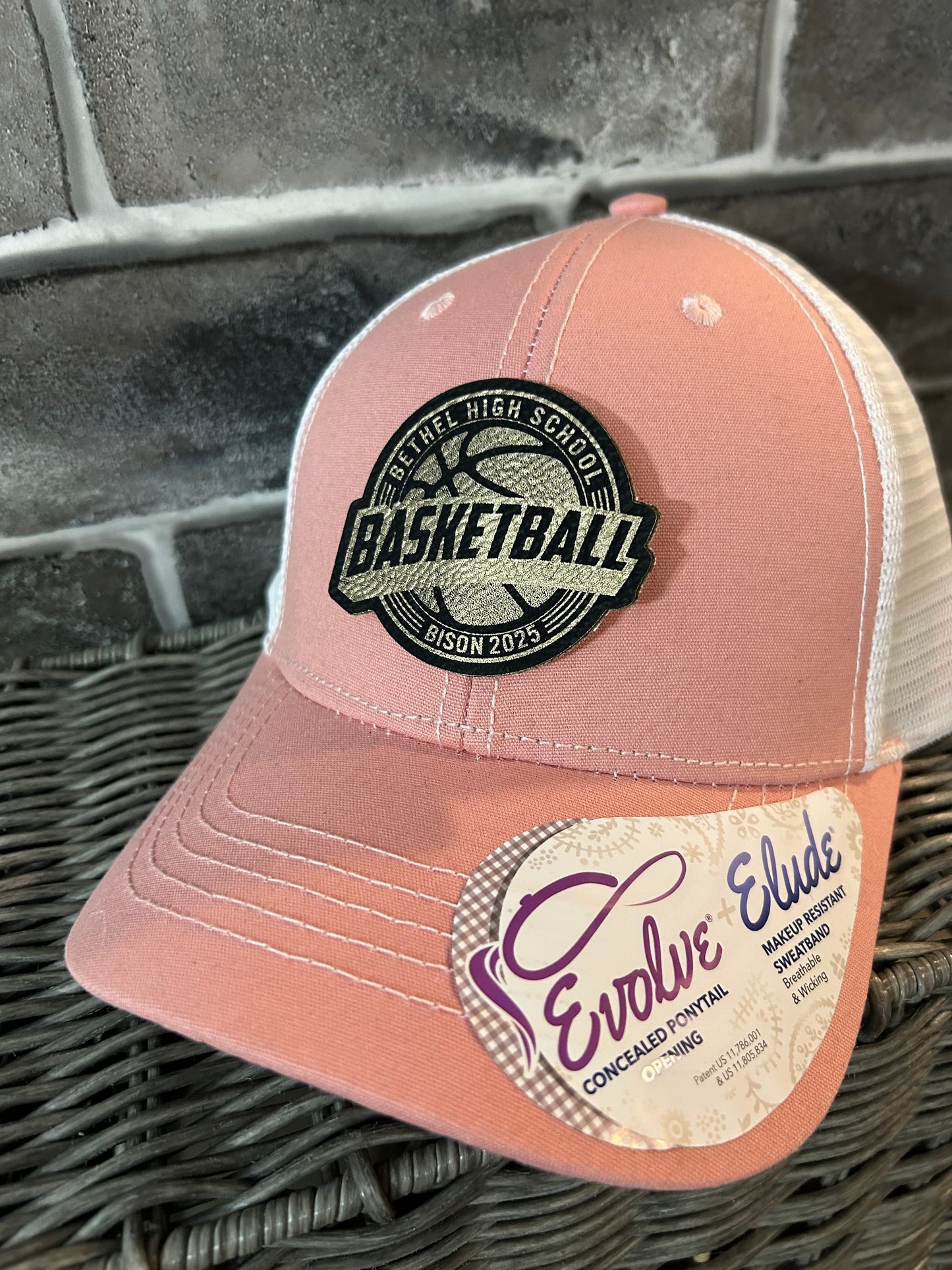 Ponytail Hat- Retro Bison Gold & Black Patch