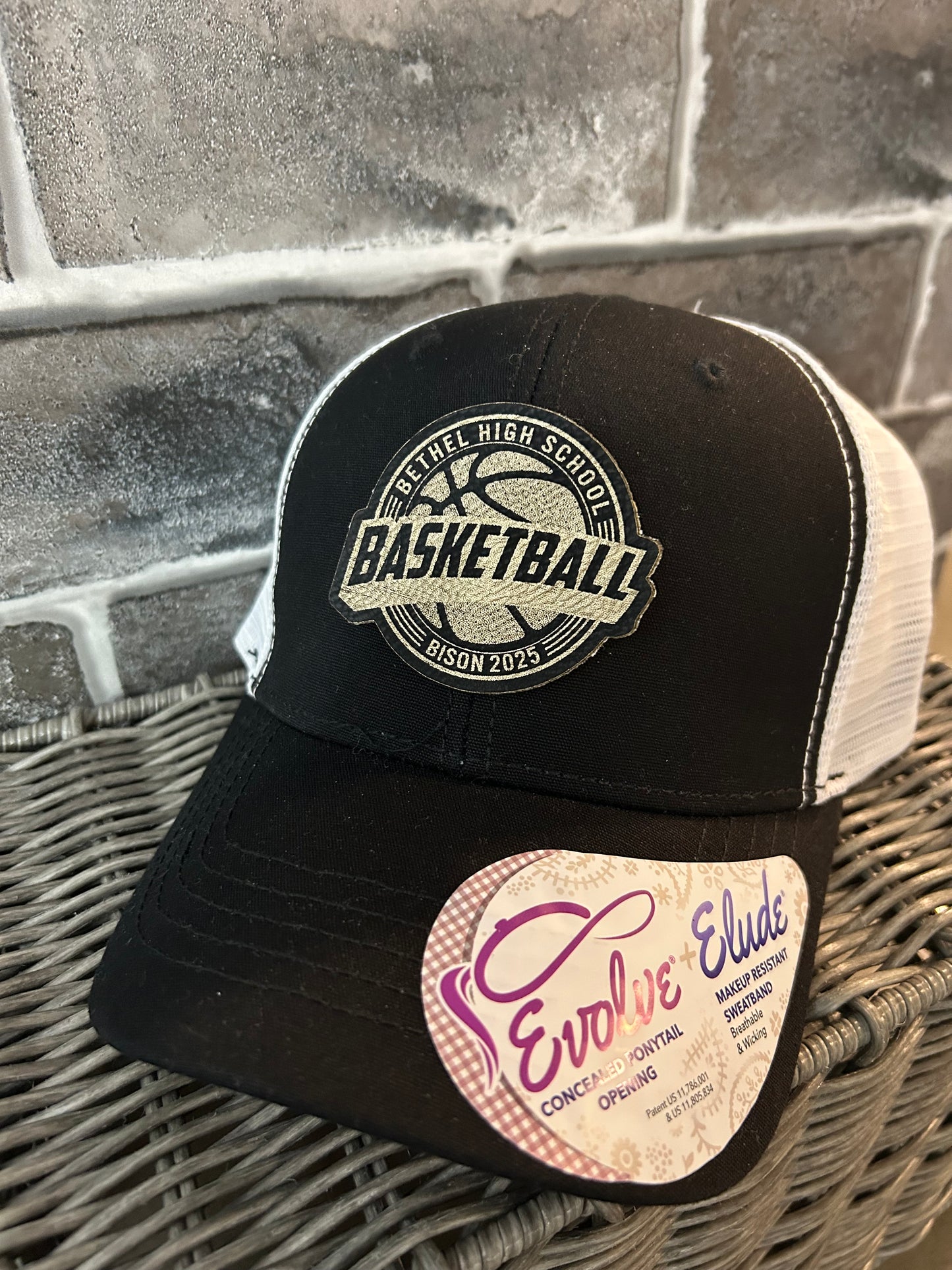 Ponytail Hat- Retro Bison Gold & Black Patch