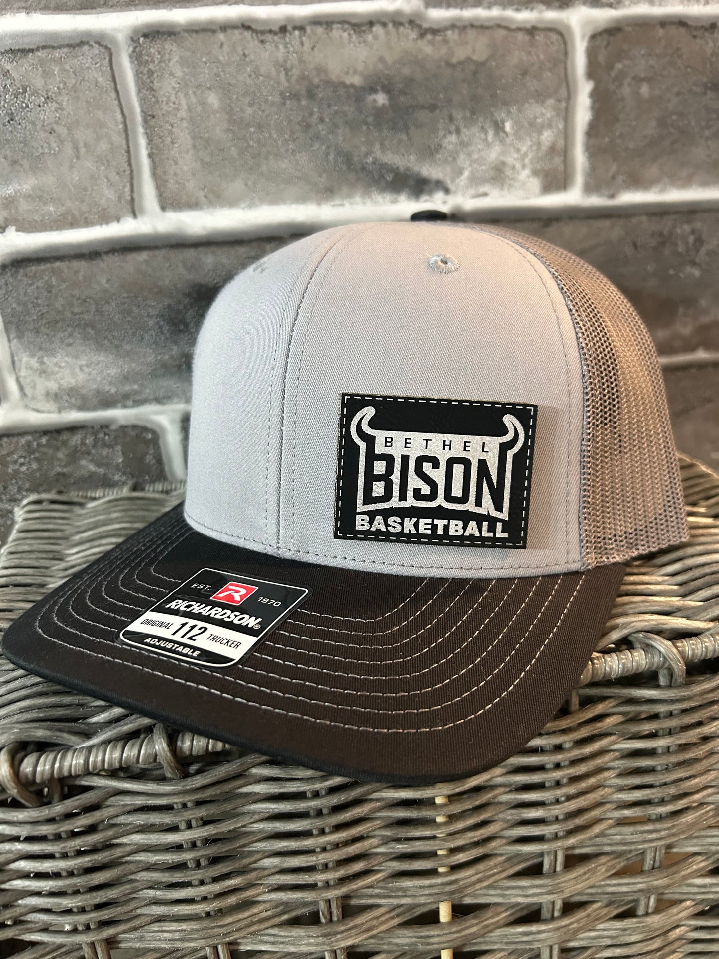 Trucker Hat- Black & Silver Bison Basketball Patch