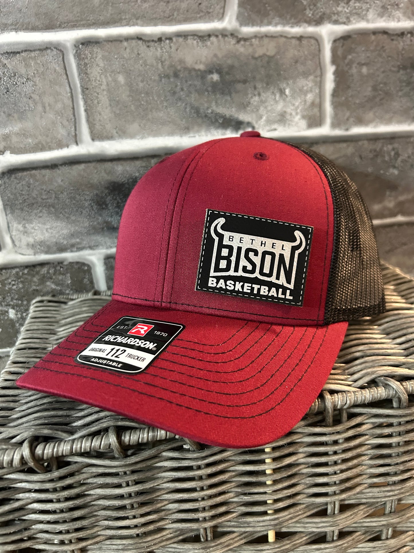 Trucker Hat- Black & Silver Bison Basketball Patch