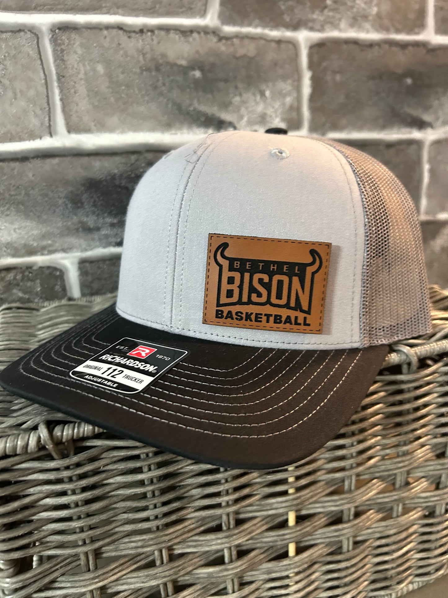 Trucker Hat - Bison Brown Leather Patch