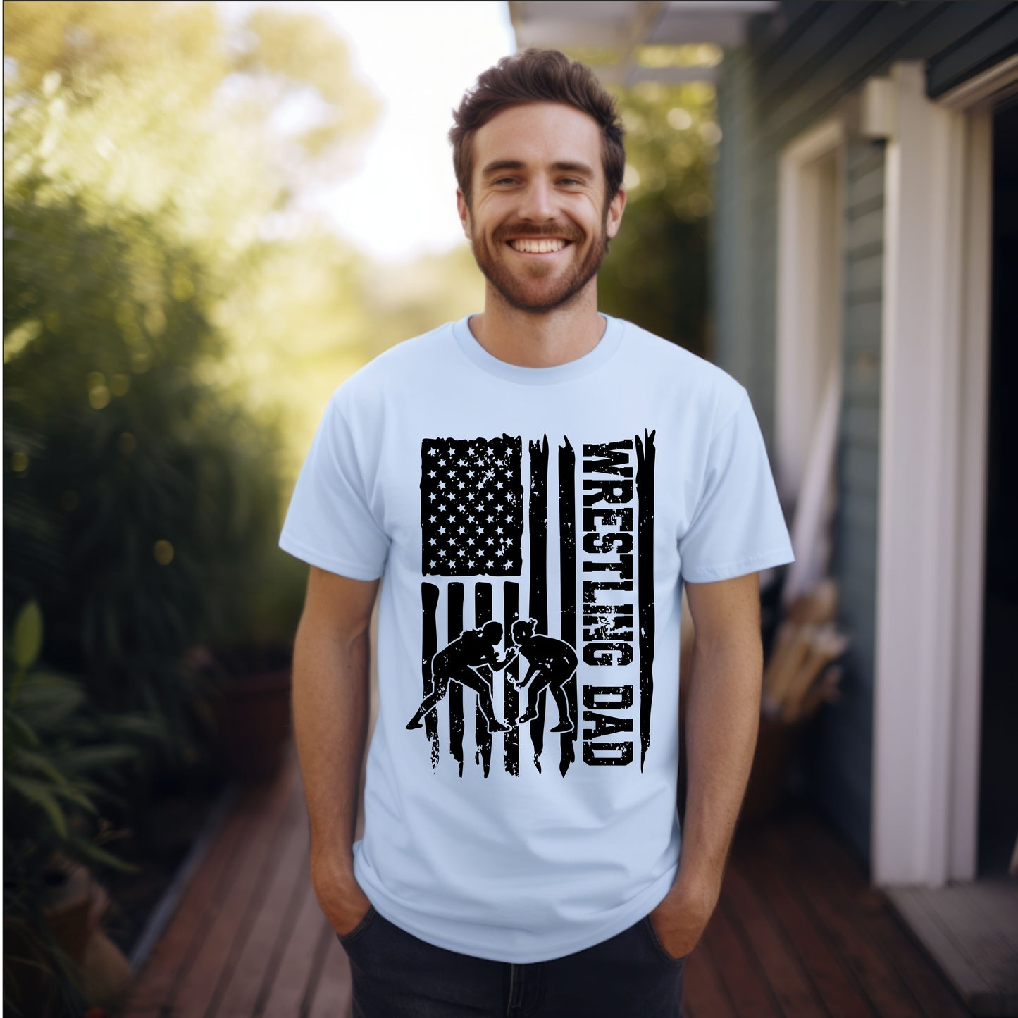 WRESTLING DAD FLAG T-SHIRT